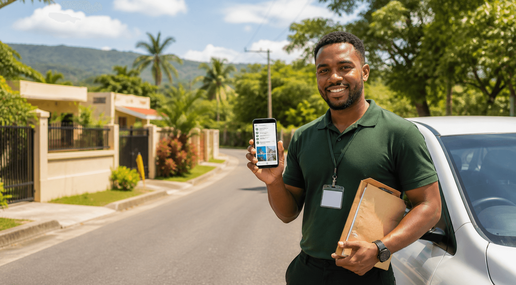 YaadRunner runner documenting a property visit in Jamaica